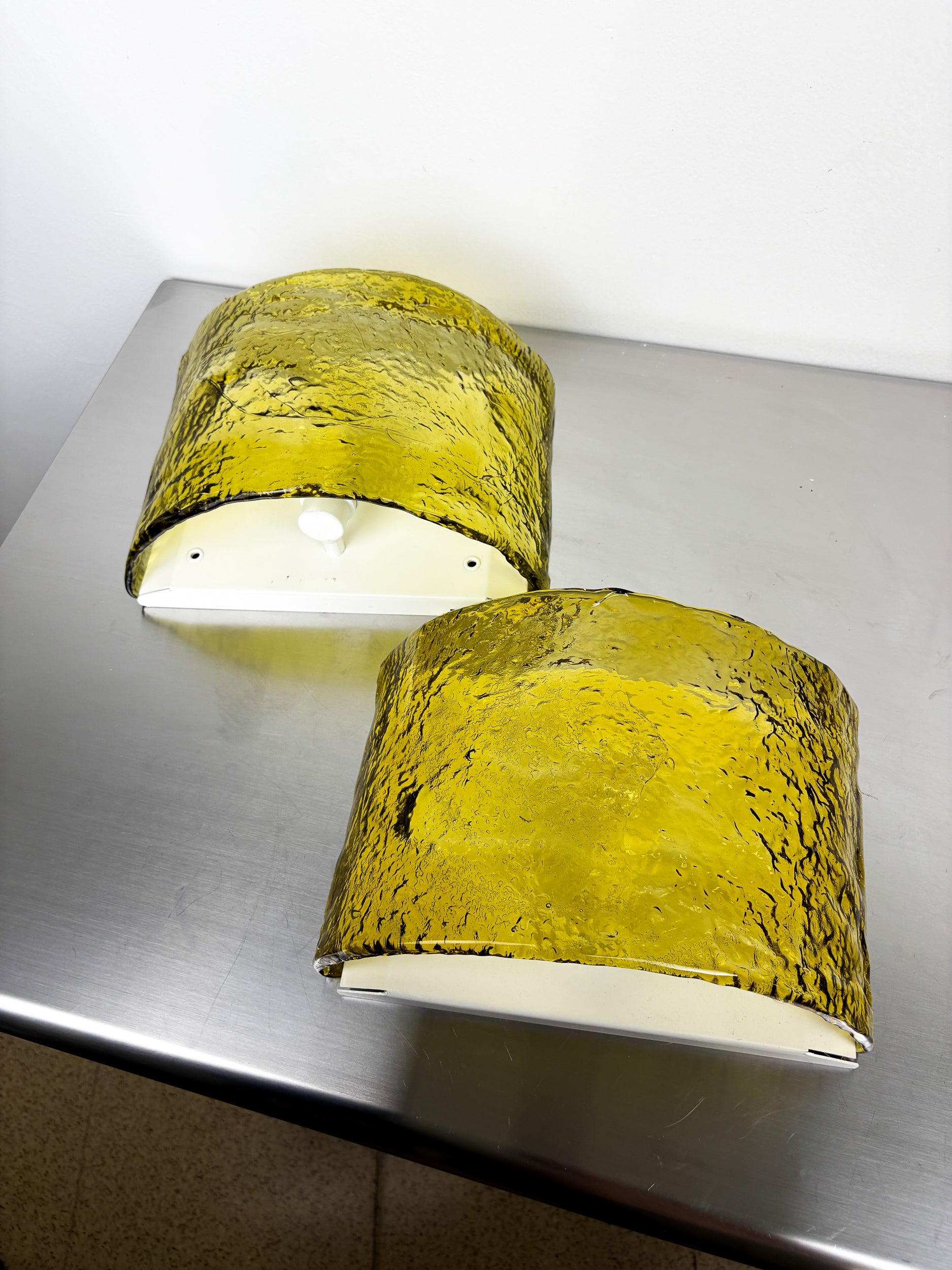 Pair of Carlo Nason for Mazzega Murano Glass Wall Sconces, Italy Circa 1970s