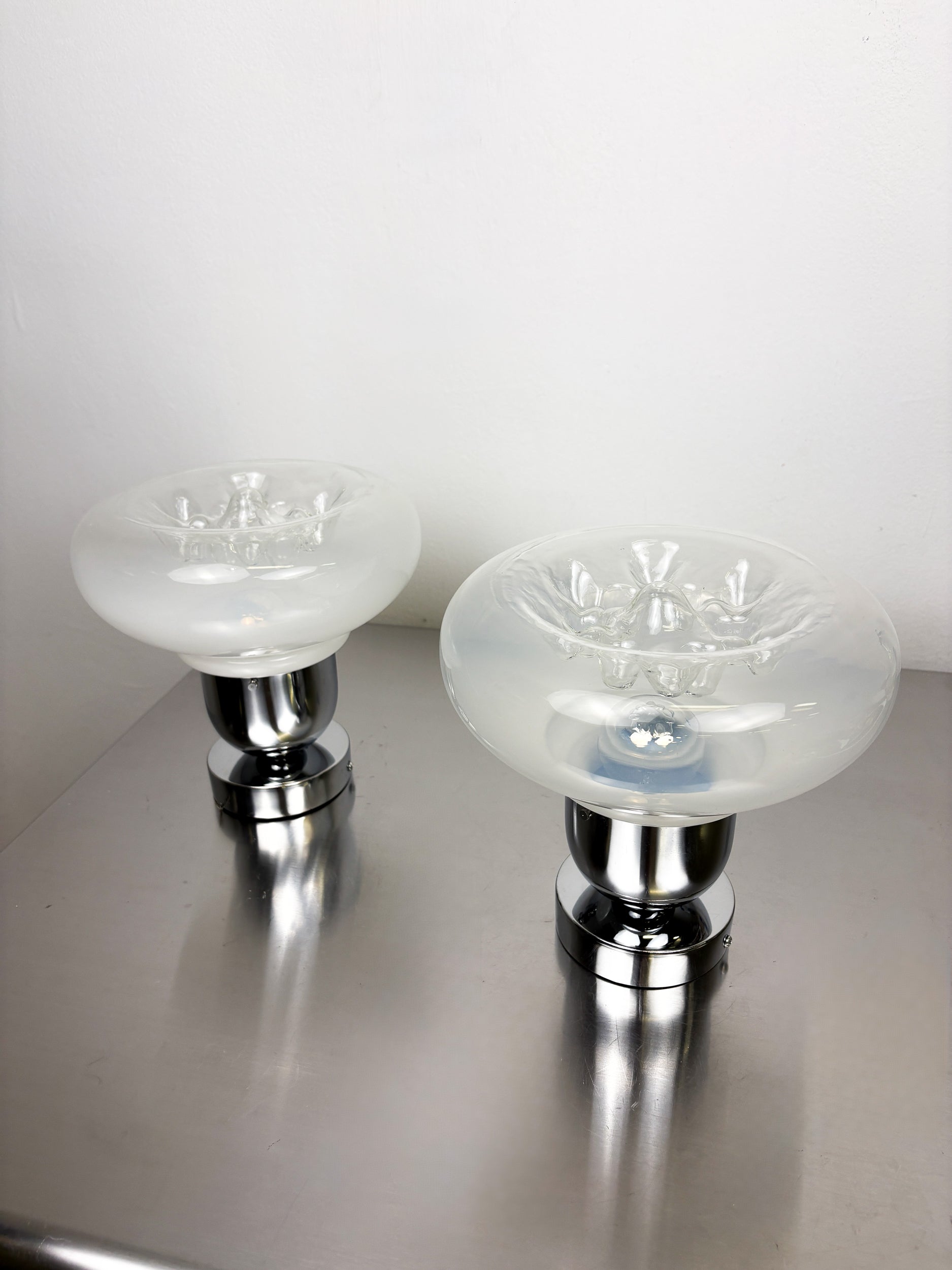 Pair of Toni Zuccheri wall lights, murano handblown glass, italy, 1970's
