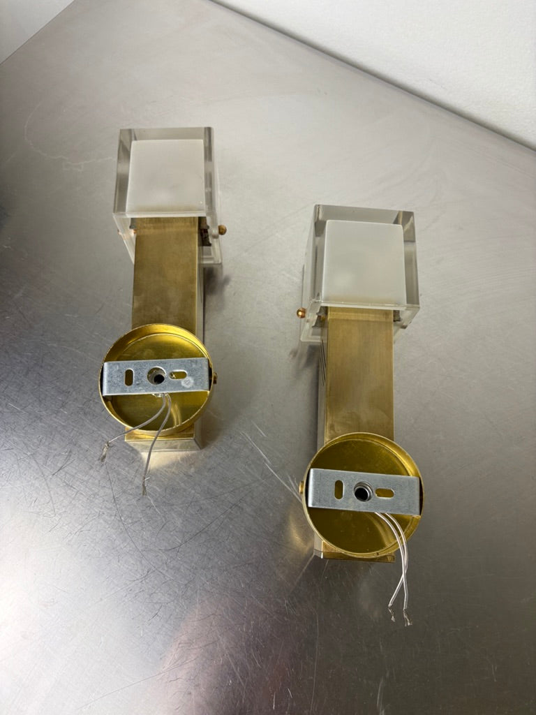 Pair of Gaetano Sciolari Cubic Murano Glass Wall Lights, Italy, Circa 1970's