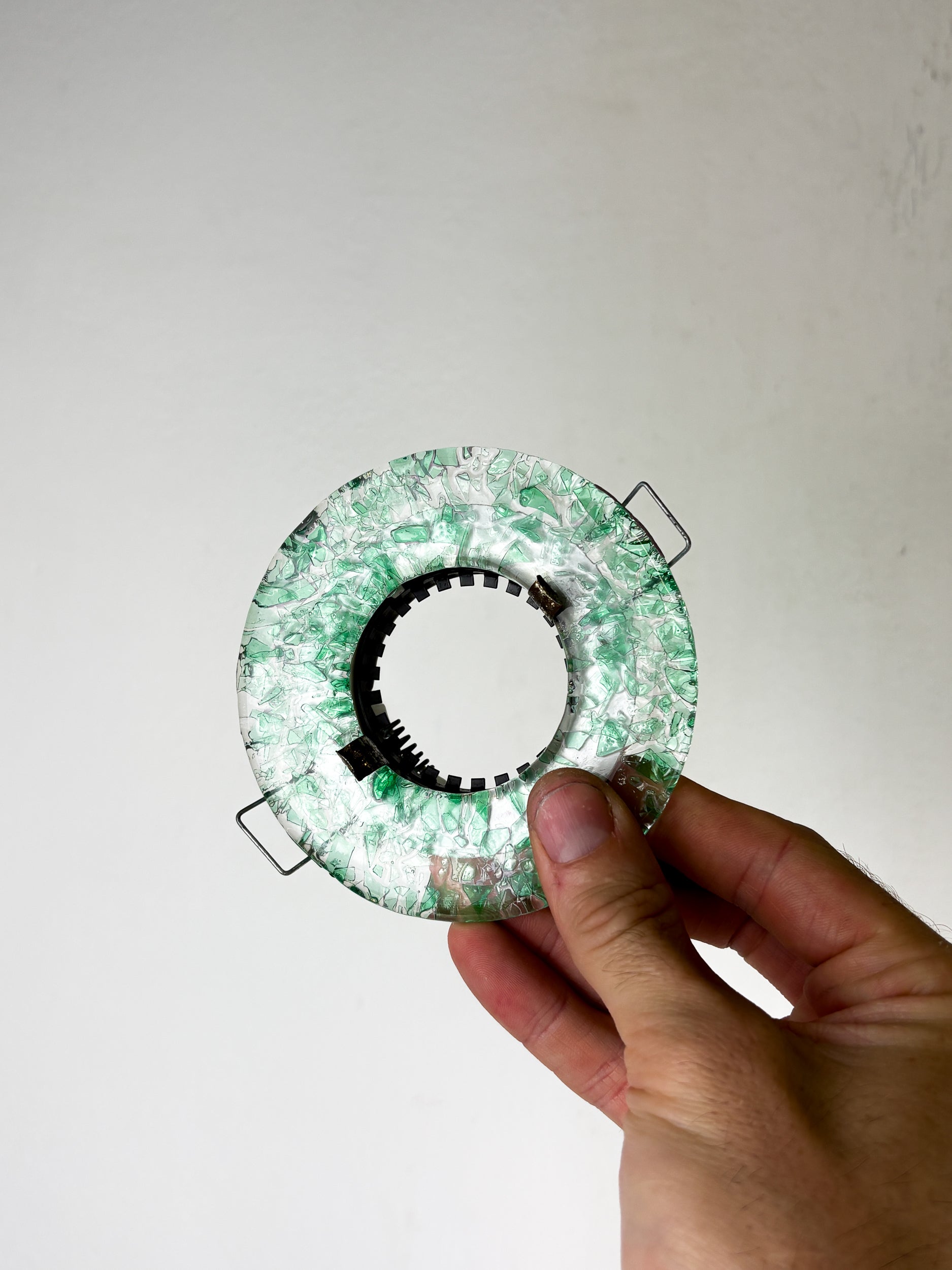 Murano Glass Spotlight by La Murrina – Green Frosted Texture, Italy 1980s