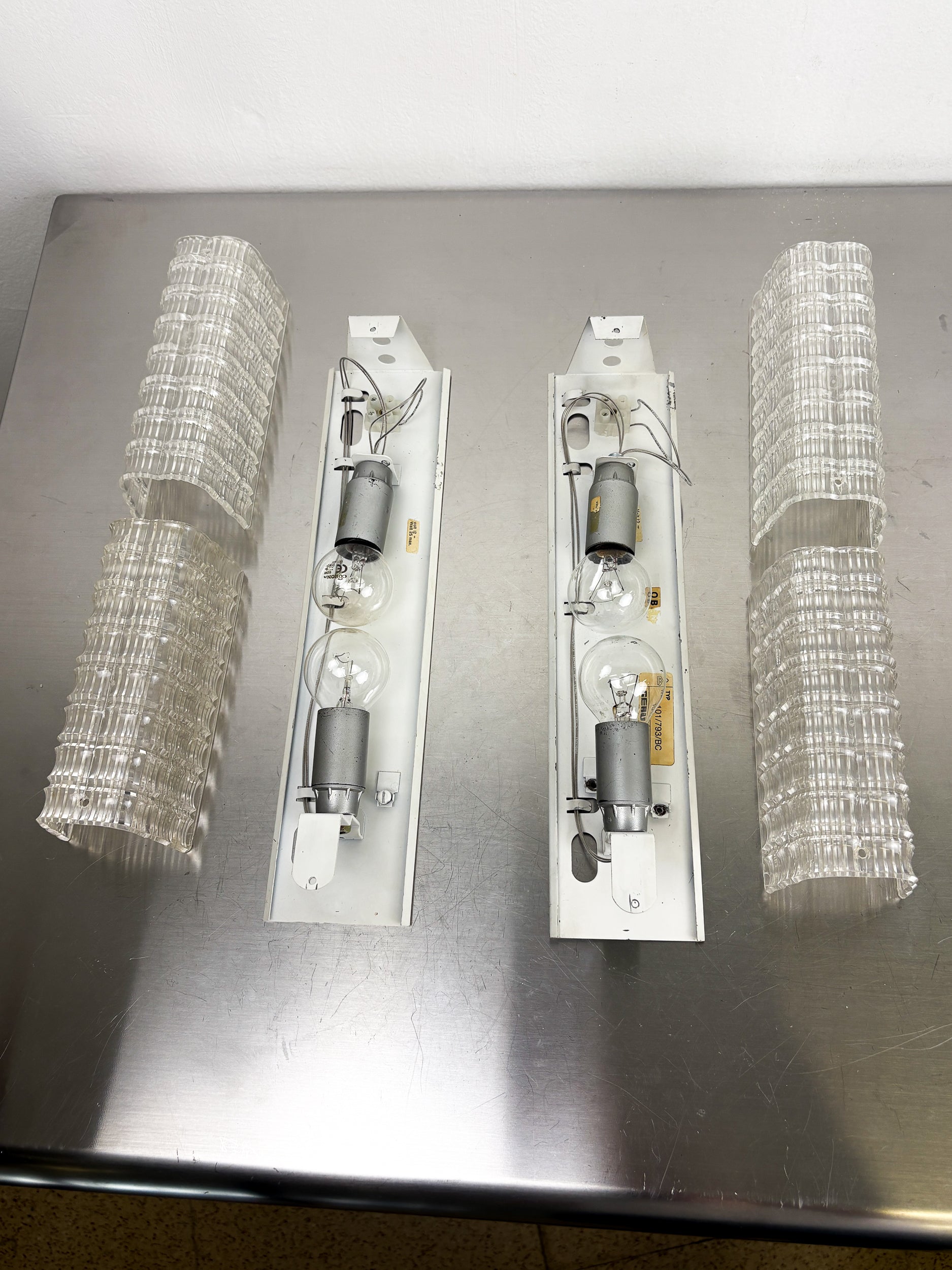 Pair of Lucite Tube Wall Sconces by Geru Leuchten, Frosted effect, Germany 1970s