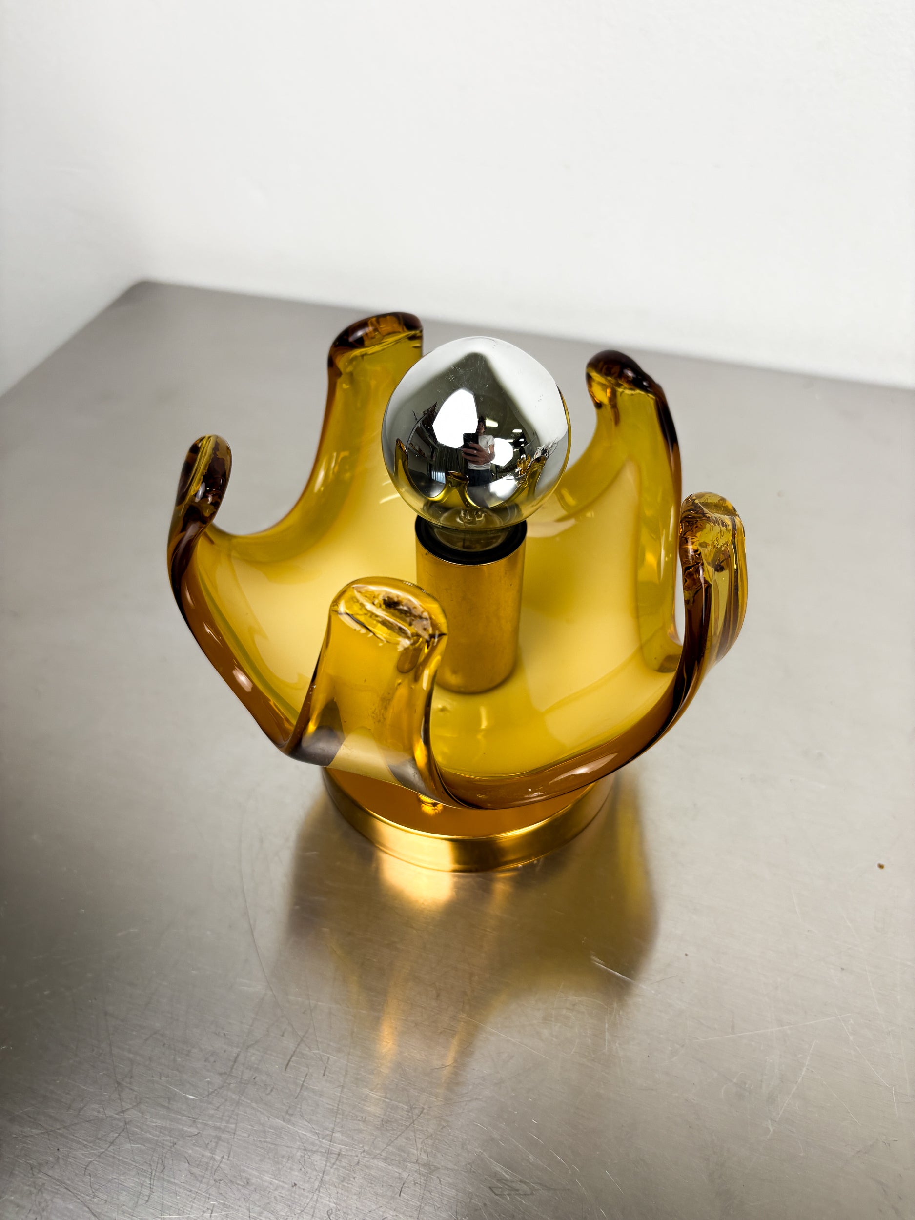 Carlo Nason sconce for Mazzega Murano, Orange murano blown glass Italy, 1970's