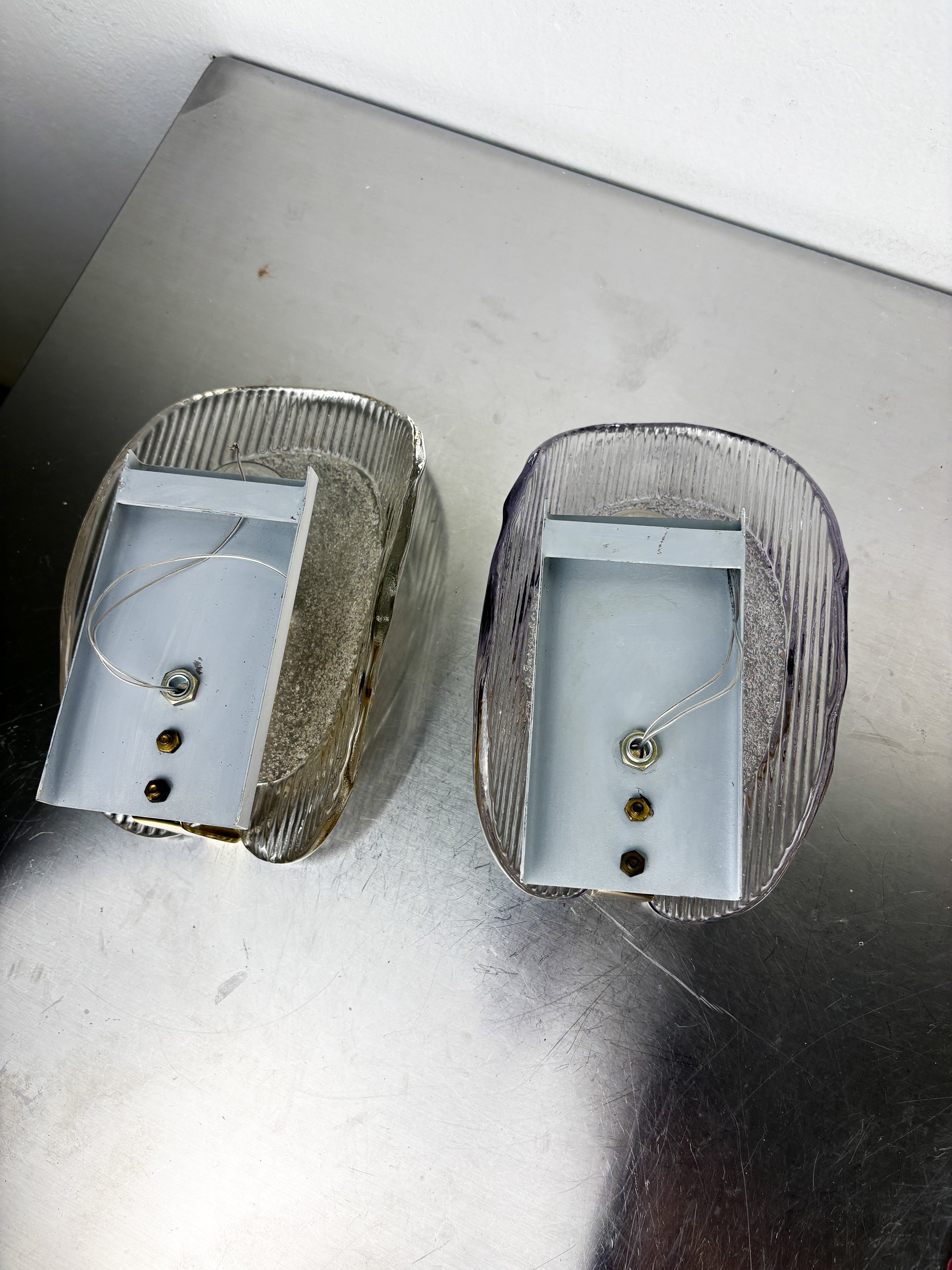 Pair of Carl Fagerlund Wall Lights for Orrefors – Murano Frosted Glass, Sweden 1970s