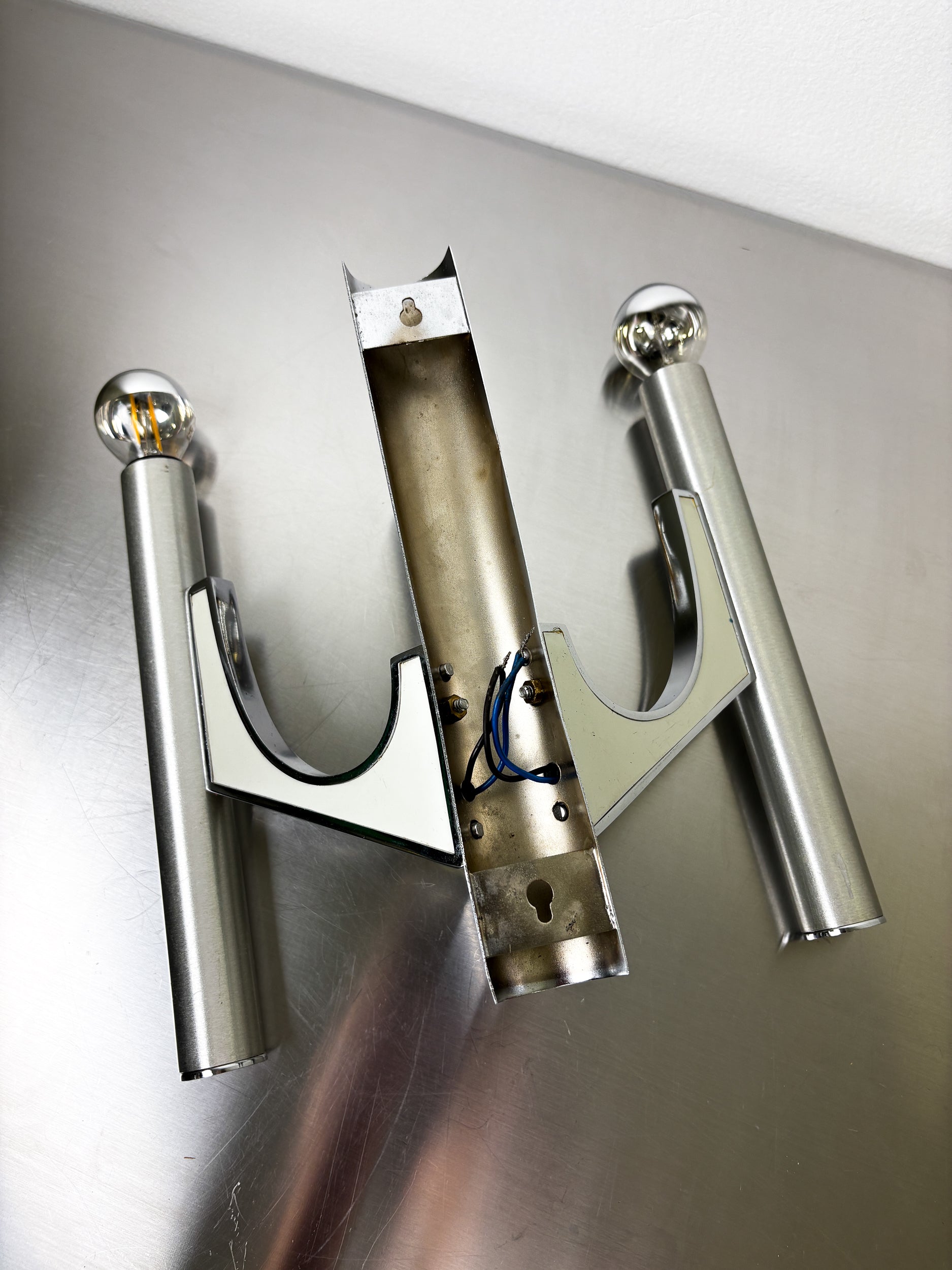 Gaetano Sciolari Tubular Wall Sconce, Model "105", Italy 1970s