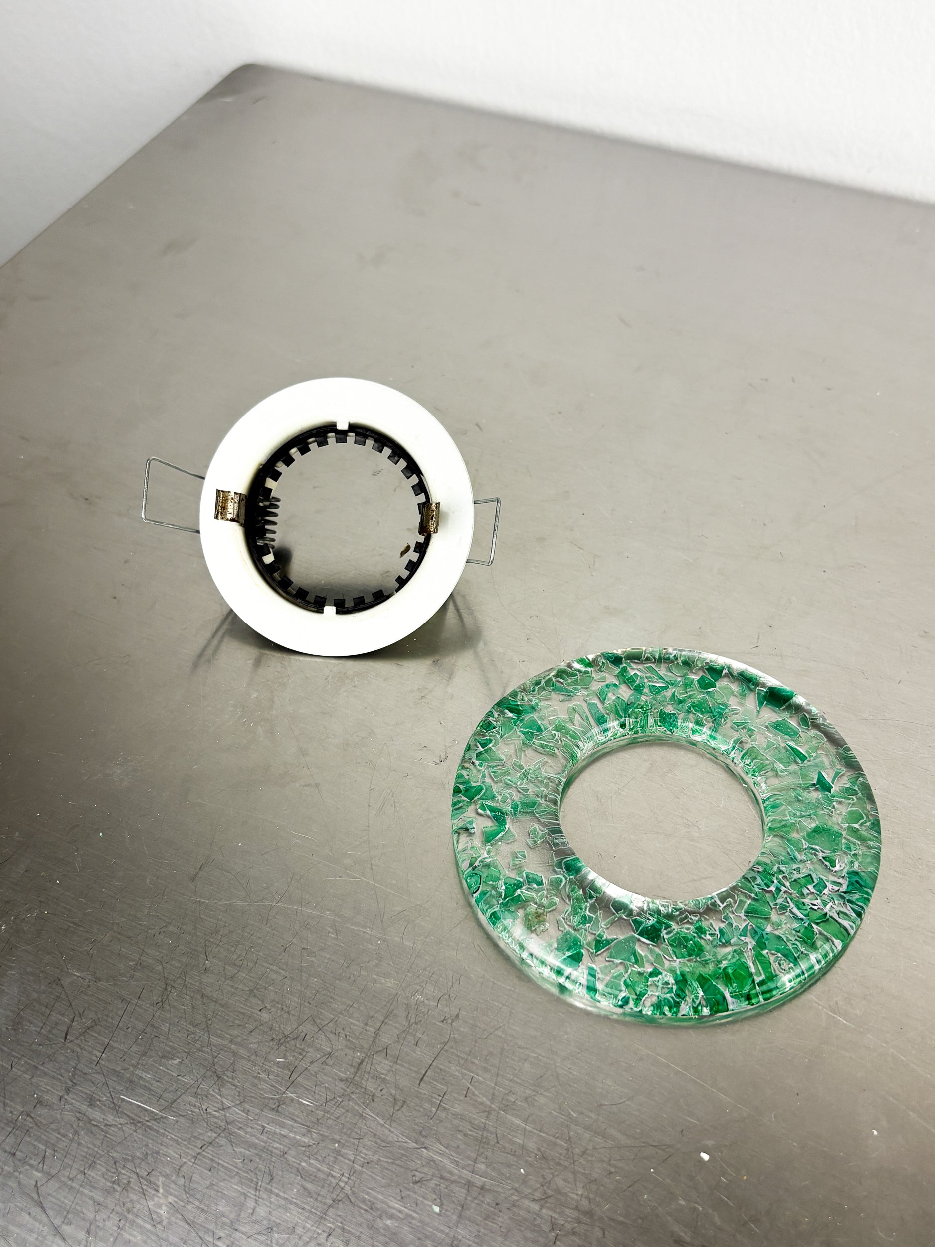 Murano Glass Spotlight by La Murrina – Green Frosted Texture, Italy 1980s