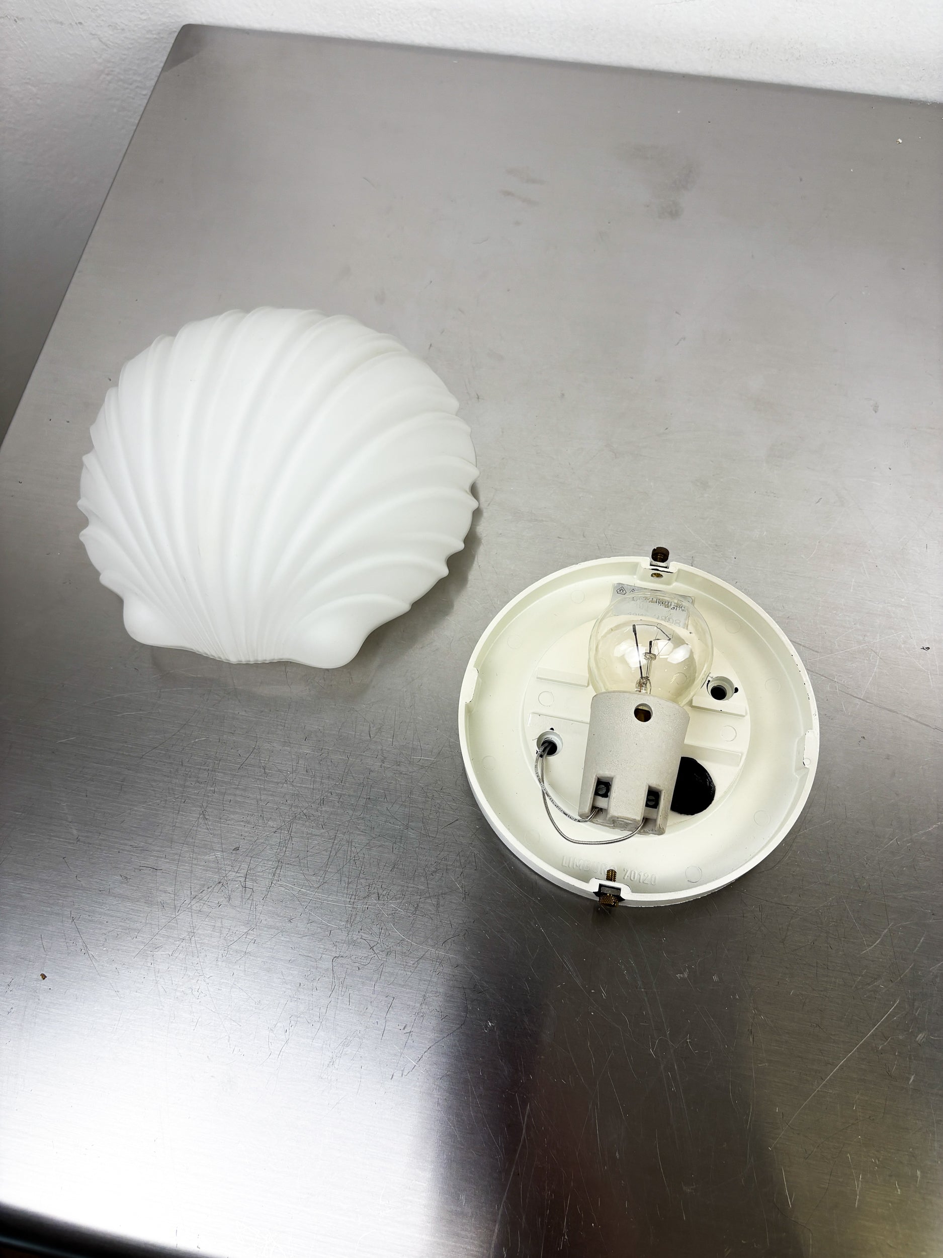 Shell-Shaped Wall Light by Limburg, Opaline Glass, Germany 1970s